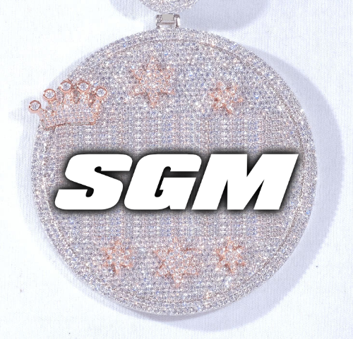 CUSTOM LETTER NECKLACE 3D BIG CROWN DISC