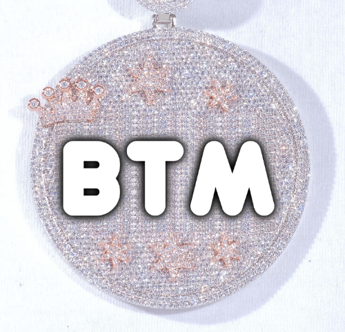 CUSTOM LETTER NECKLACE 3D BIG CROWN DISC