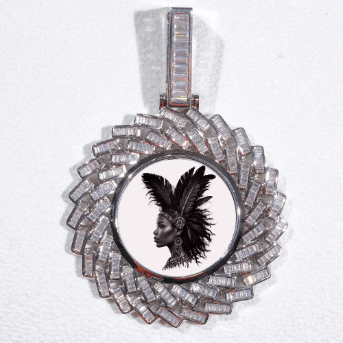 Large 3D Baguette Custom Picture Pendant