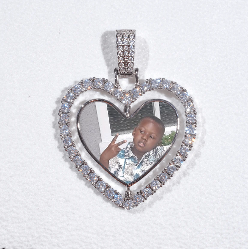3D Spinning 2-Faced Heart Custom Picture Pendant
