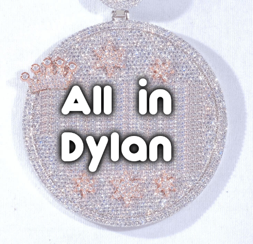CUSTOM LETTER NECKLACE 3D BIG CROWN DISC