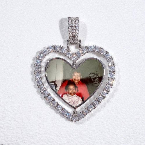 3D Spinning 2-Faced Heart Custom Picture Pendant