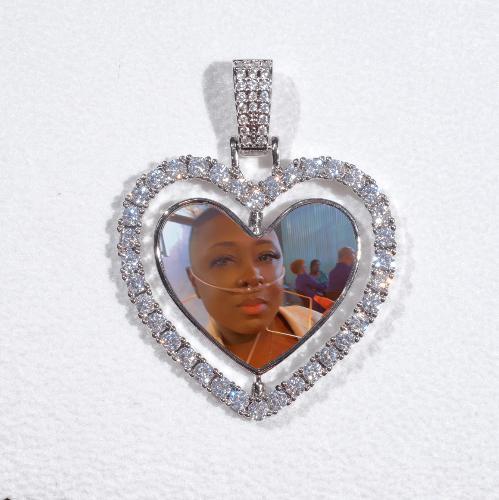 3D Spinning 2-Faced Heart Custom Picture Pendant