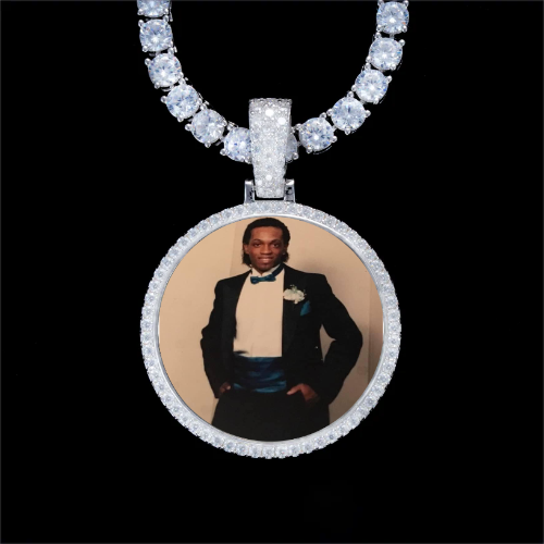 925S & VVS Moissanite 3D Circle Custom Picture Pendant