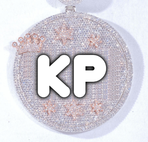CUSTOM LETTER NECKLACE 3D BIG CROWN DISC