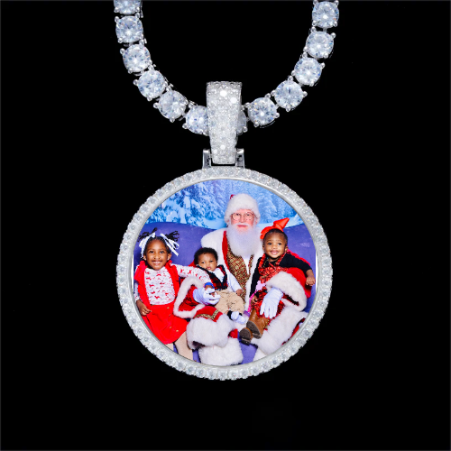 925S & VVS Moissanite 3D Circle Custom Picture Pendant