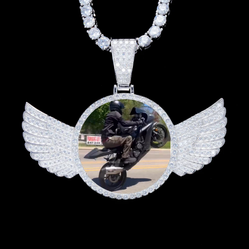 925S & VVS Moissanite 3D Wing Custom Picture Pendant