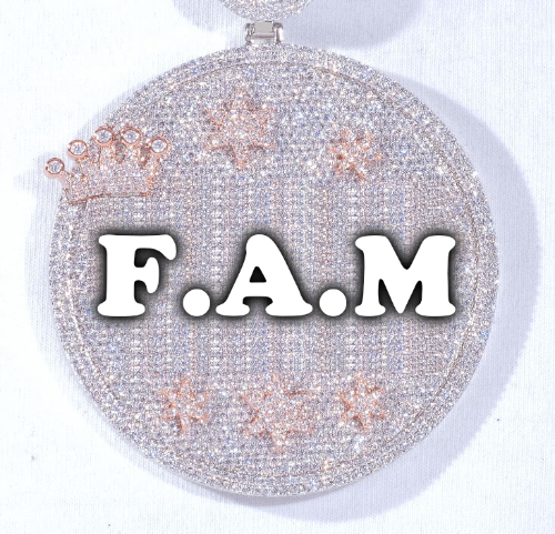 CUSTOM LETTER NECKLACE 3D BIG CROWN DISC