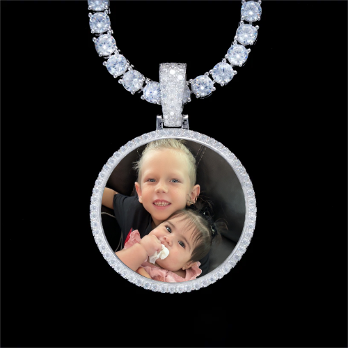 925S & VVS Moissanite 3D Circle Custom Picture Pendant