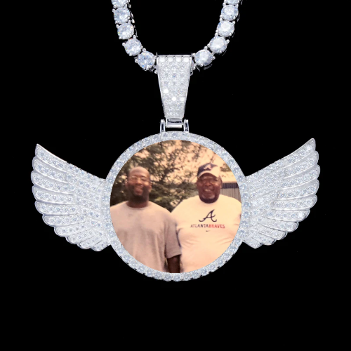 925S & VVS Moissanite 3D Wing Custom Picture Pendant