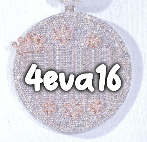 CUSTOM LETTER NECKLACE 3D BIG CROWN DISC
