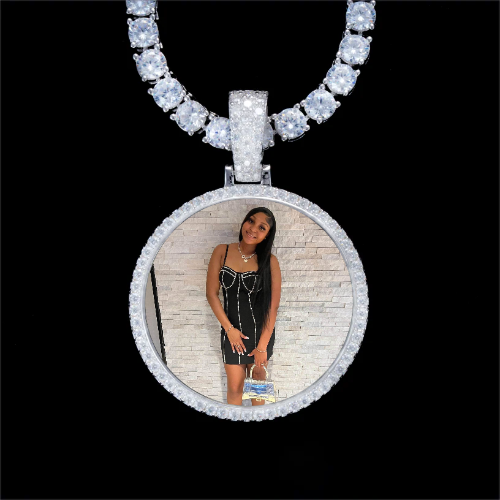 925S & VVS Moissanite 3D Circle Custom Picture Pendant