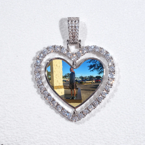 3D Spinning 2-Faced Heart Custom Picture Pendant