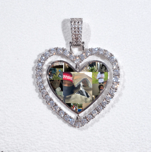 3D Spinning 2-Faced Heart Custom Picture Pendant