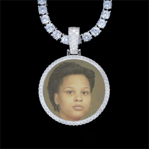 925S & VVS Moissanite 3D Circle Custom Picture Pendant