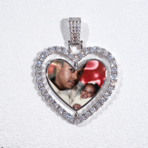 3D Spinning 2-Faced Heart Custom Picture Pendant
