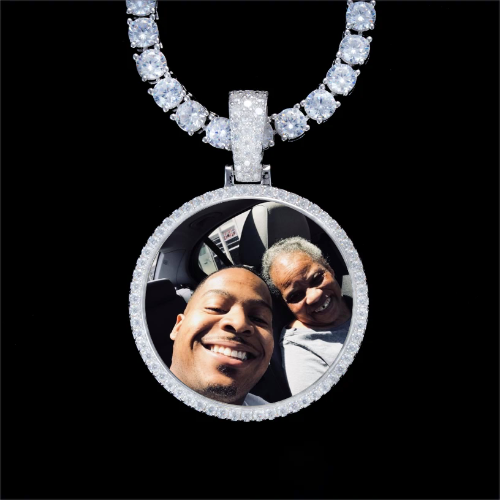 925S & VVS Moissanite 3D Circle Custom Picture Pendant