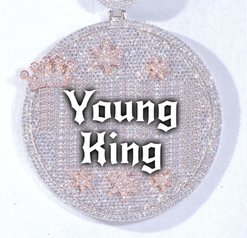 CUSTOM LETTER NECKLACE 3D BIG CROWN DISC