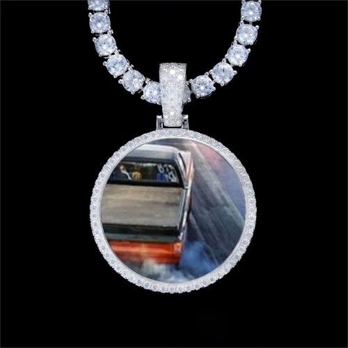 925S & VVS Moissanite 3D Circle Custom Picture Pendant
