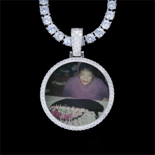 925S & VVS Moissanite 3D Circle Custom Picture Pendant