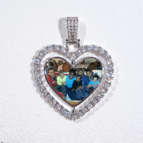 3D Spinning 2-Faced Heart Custom Picture Pendant