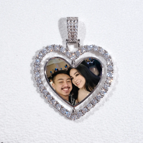 3D Spinning 2-Faced Heart Custom Picture Pendant