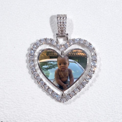 3D Spinning 2-Faced Heart Custom Picture Pendant