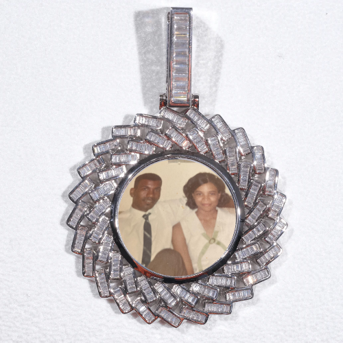 Large 3D Baguette Custom Picture Pendant