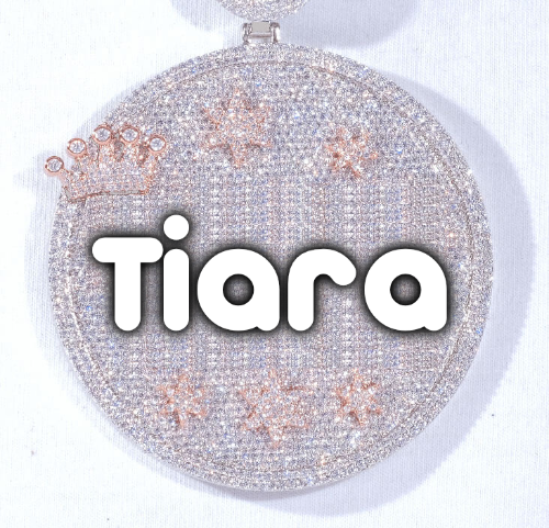 CUSTOM LETTER NECKLACE 3D BIG CROWN DISC