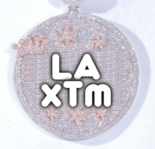 CUSTOM LETTER NECKLACE 3D BIG CROWN DISC