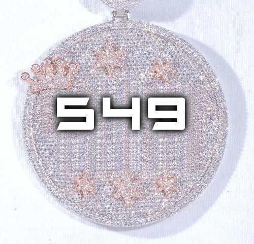 CUSTOM LETTER NECKLACE 3D BIG CROWN DISC