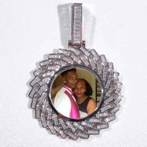 Large 3D Baguette Custom Picture Pendant