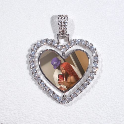 3D Spinning 2-Faced Heart Custom Picture Pendant