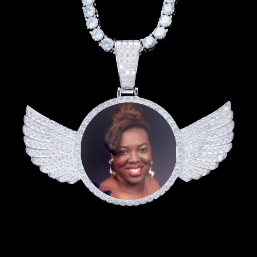 925S & VVS Moissanite 3D Wing Custom Picture Pendant