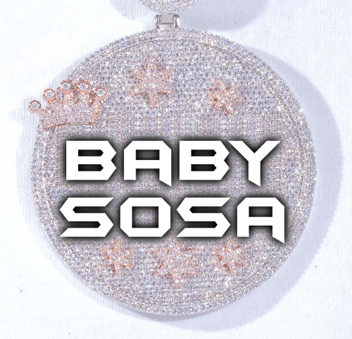 CUSTOM LETTER NECKLACE 3D BIG CROWN DISC