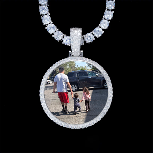 925S & VVS Moissanite 3D Circle Custom Picture Pendant
