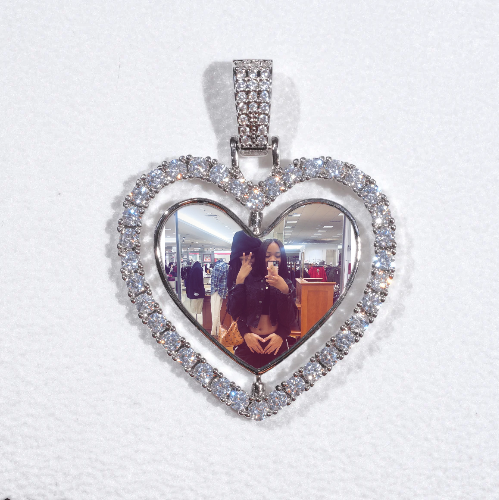 3D Spinning 2-Faced Heart Custom Picture Pendant