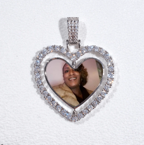 3D Spinning 2-Faced Heart Custom Picture Pendant