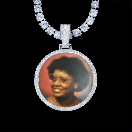 925S & VVS Moissanite 3D Circle Custom Picture Pendant