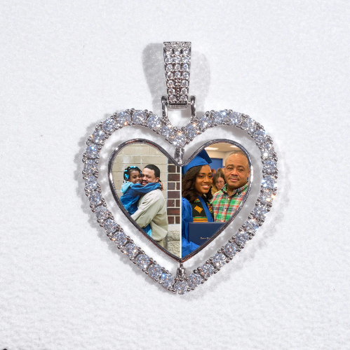 3D Spinning 2-Faced Heart Custom Picture Pendant