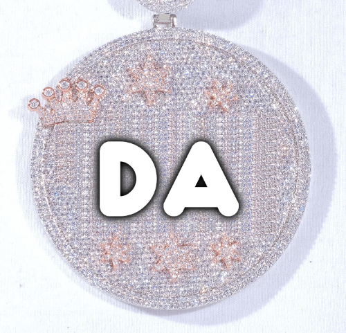 CUSTOM LETTER NECKLACE 3D BIG CROWN DISC