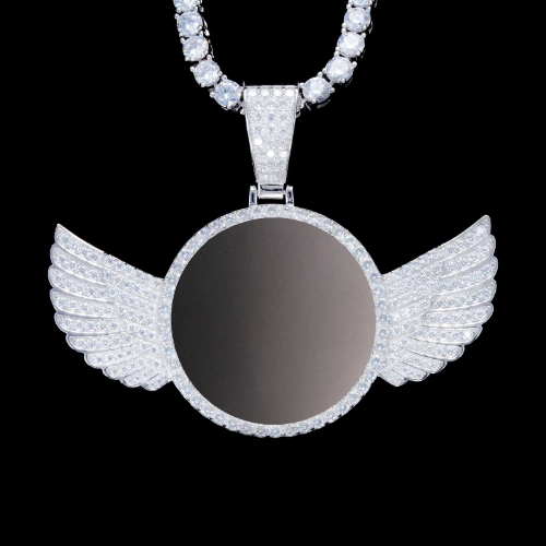 925S & VVS Moissanite 3D Wing Custom Picture Pendant