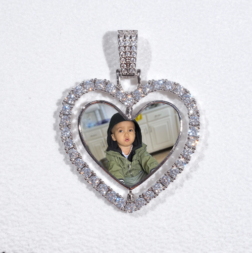 3D Spinning 2-Faced Heart Custom Picture Pendant