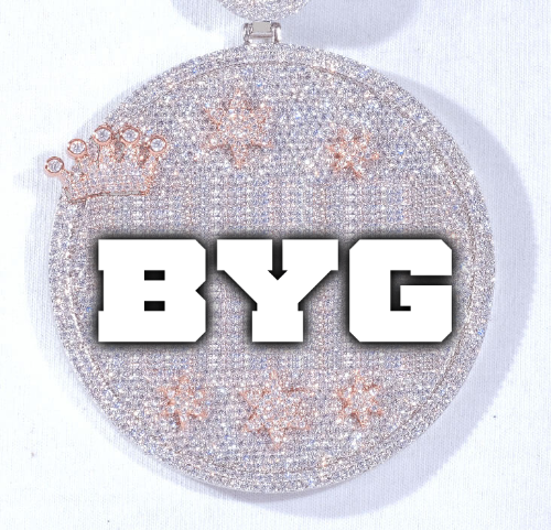 CUSTOM LETTER NECKLACE 3D BIG CROWN DISC