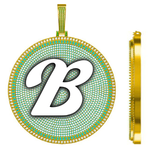 CUSTOM LETTER NECKLACE 3D BIG DISC