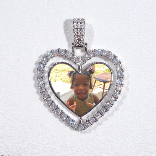 3D Spinning 2-Faced Heart Custom Picture Pendant