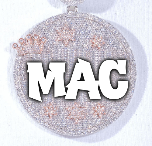 CUSTOM LETTER NECKLACE 3D BIG CROWN DISC