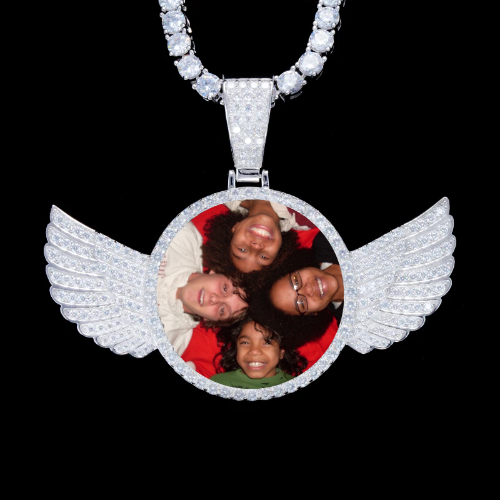 925S & VVS Moissanite 3D Wing Custom Picture Pendant