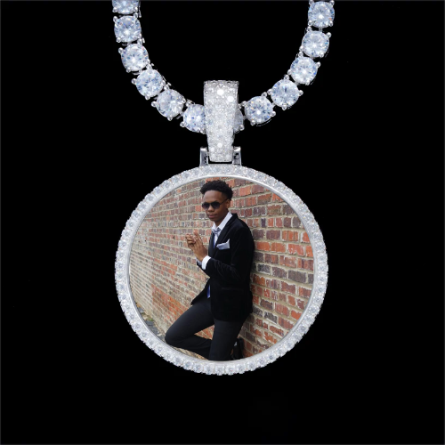 925S & VVS Moissanite 3D Circle Custom Picture Pendant