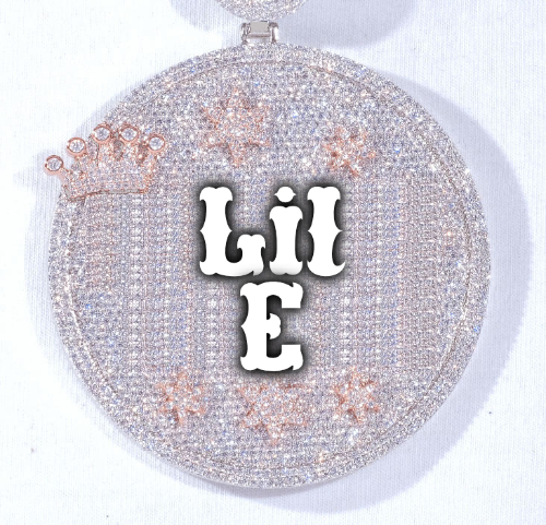 CUSTOM LETTER NECKLACE 3D BIG CROWN DISC